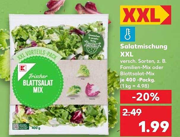 Salatmischung XXL versch. Sorten, z. B. Familien-Mix oder Blattsalat-Mix je 400-Pack. (1 kg = 4.98)