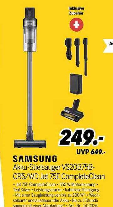 SAMSUNG Akku-Stielsauger VS20B75B-CR5/WD Jet 75E CompleteClean