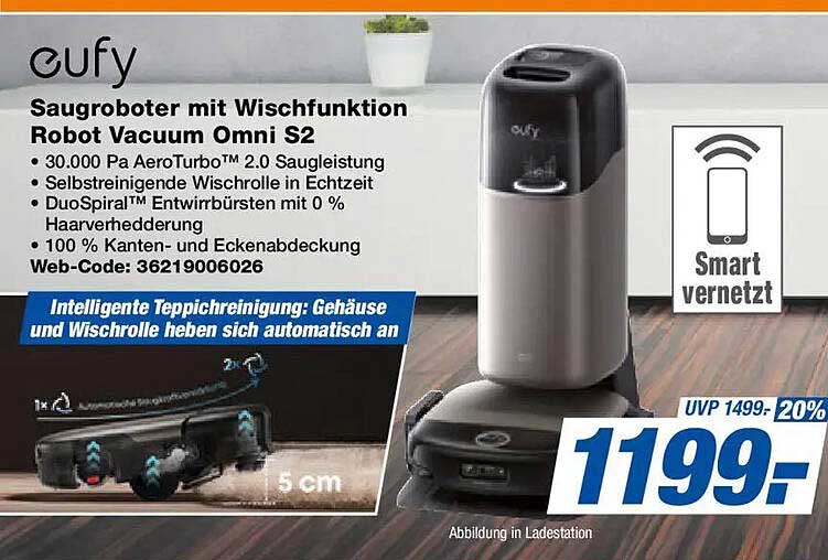 Saugroboter mit Wischfunktion Robot Vacuum Omni S2