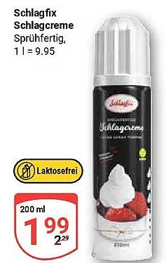 Schlagfix Schlagcreme Sprühfertig, 1 l = 9.95