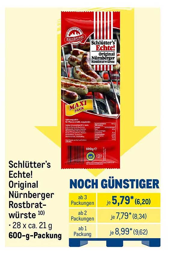 Schlütter’s Echte! Original Nürnberger Rostbratwürste 600-g-Packung