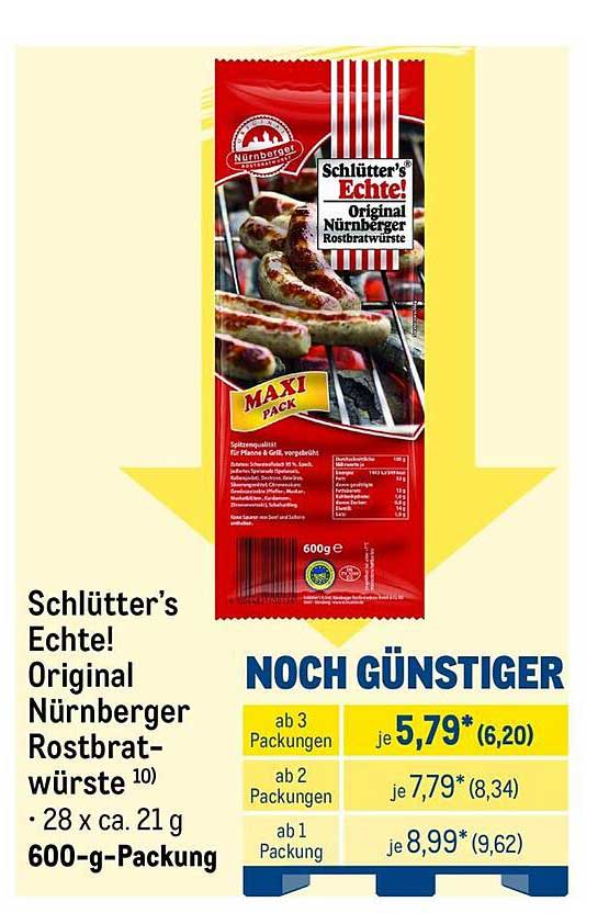 Schlütter’s Echte! Original Nürnberger Rostbratwürste 600-g-Packung