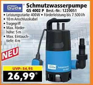 Schmutzwasserpumpe GS 4002 P Best.-Nr.: 1220051