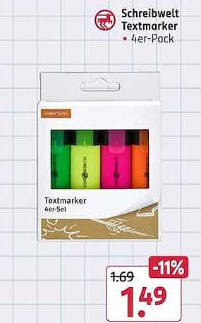 Schreibwelt Textmarker 4er-Pack