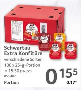 Schwartau Extra Konfitüre verschiedene Sorten, 100 x 25-g-Portion