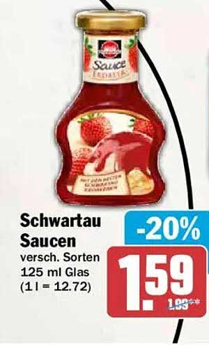 Schwartau Saucen versch. Sorten 125 ml Glas (1 l = 12.72)
