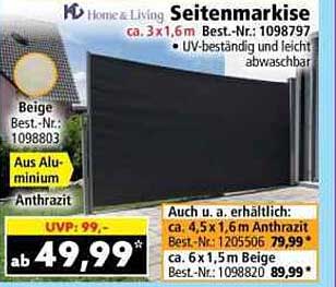 Seitenmarkise ca. 3 x 1,6 m