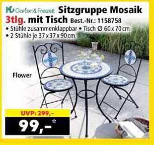 Sitzgruppe Mosaik 3tlg. mit Tisch