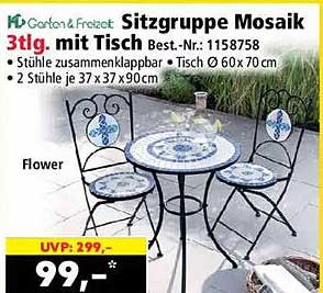 Sitzgruppe Mosaik 3tlg. mit Tisch