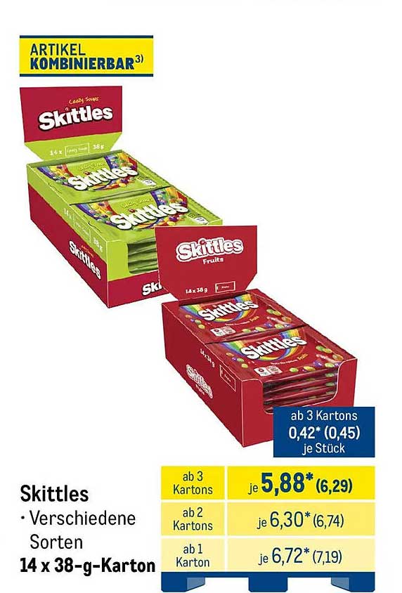 Skittles - Verschiedene Sorten 14 x 38-g-Karton