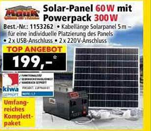 Solar-Panel 60W mit Powerpack 300W