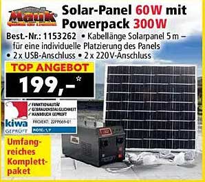 Solar-Panel 60W mit Powerpack 300W