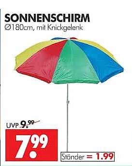 SONNENSCHIRM Ø180cm, mit Knickgelenk