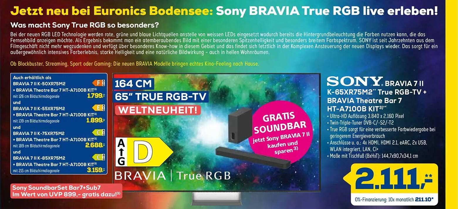SONY BRAVIA 7 II K-65XR75M2 True RGB-TV + BRAVIA Theatre Bar 7 HT-A7100B KIT3