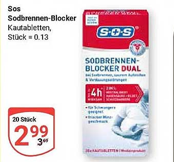 Sos Sodbrennen-Blocker Kautabletten, Stück = 0.13