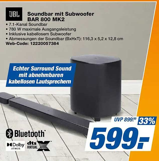 Soundbar mit Subwoofer BAR 800 MK2