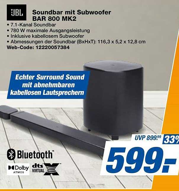 Soundbar mit Subwoofer BAR 800 MK2