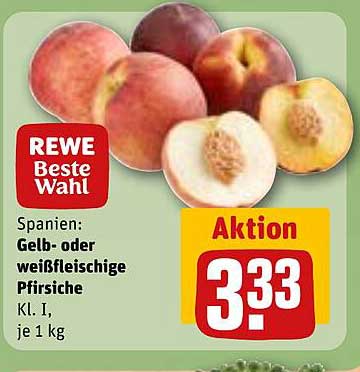 Spanien: Gelb- oder weißfleischige Pfirsiche Kl. I, je 1 kg
