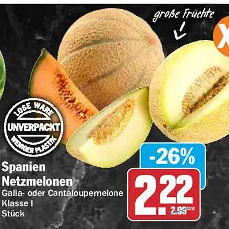 Spanien Netzmelonen Galia- oder Cantaloupemelone Klasse I Stück