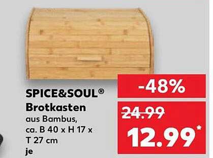 SPICE&SOUL® Brotkasten aus Bambus, ca. B 40 x H 17 x T 27 cm je