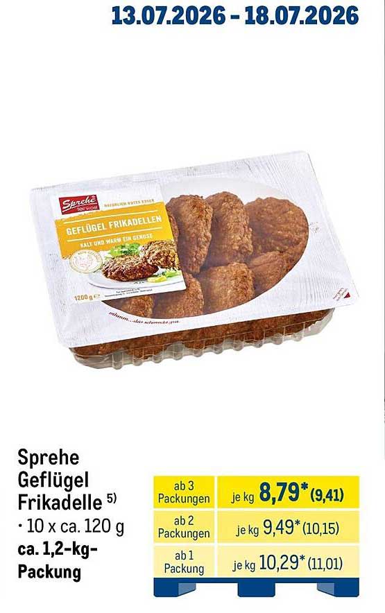 Sprehe Geflügel Frikadelle 5) • 10 x ca. 120 g ca. 1,2-kg-Packung