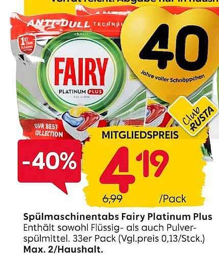Spülmaschinentabs Fairy Platinum Plus