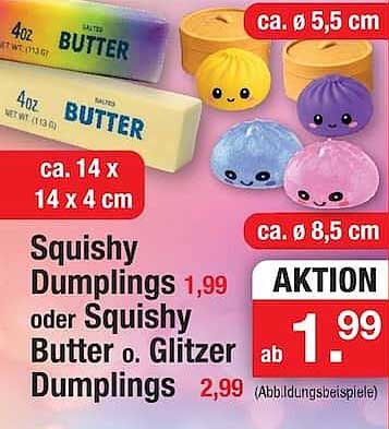Squishy Dumplings oder Squishy Butter o. Glitzer Dumplings