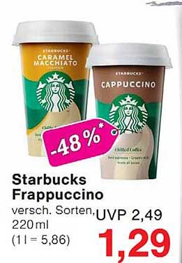 Starbucks Frappuccino versch. Sorten, UVP 2,49 220ml (1l = 5,86)