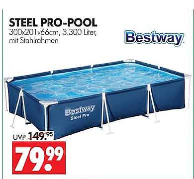 STEEL PRO-POOL 300x201x66cm, 3.300 Liter, mit Stahlrahmen