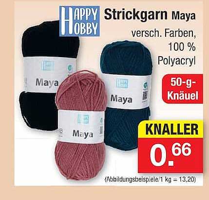 Stickgarn Maya versch. Farben, 100 % Polyacryl 50-g-Knäuel KNALLER