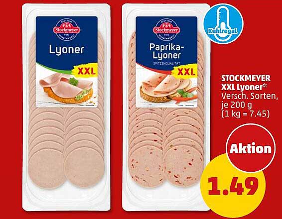 STOCKMEYER XXL Lyoner* Versch. Sorten, je 200 g (1 kg = 7.45)
