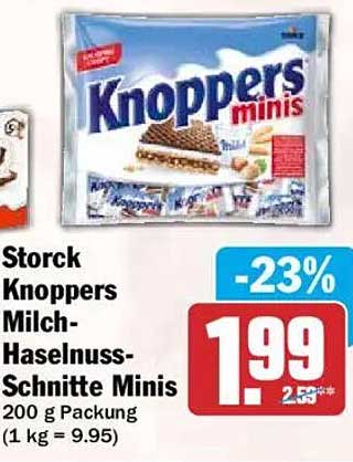 Storck Knoppers Milch-Haselnuss-Schnitte Minis 200 g Packung