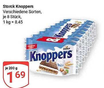 Storck Knoppers Verschiedene Sorten, je 8 Stück, 1 kg = 8.45