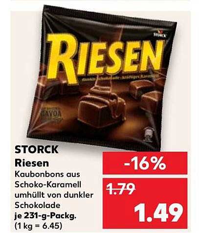 STORCK Riesen Kaubonbons aus Schoko-Karamell umhüllt von dunkler Schokolade je 231-g-Packg. (1 kg = 6.45)