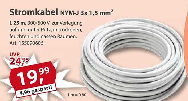 Stromkabel NYM-J 3x 1,5 mm²