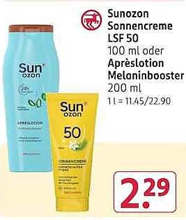 Sunozon Sonnencreme LSF 50 100 ml oder Aprèslotion Melaninbooster 200 ml