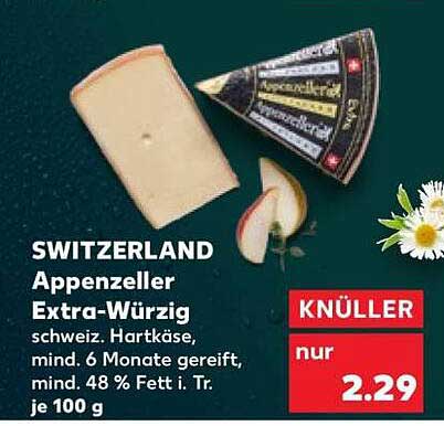SWITZERLAND Appenzeller Extra-Würzig schweiz. Hartkäse, mind. 6 Monate gereift, mind. 48 % Fett i. Tr. je 100 g