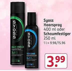 Syoss Haarspray 400 ml oder Schaumfestiger 250 ml