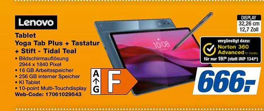 Tablet Yoga Tab Plus + Tastatur + Stift - Tidal Teal