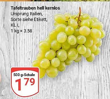 Tafeltrauben hell kernlos