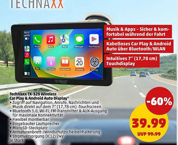 Technaxx TX-320 Wireless Car Play & Android Auto Display*