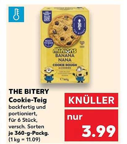 THE BITERy Cookie-Teig backfertig und portioniert, für 6 Stück, versch. Sorten je 360-g-Packg. (1 kg = 11.09)