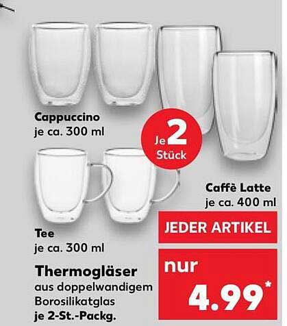 Thermogläser aus doppelwandigem Borosilikatglas je 2-St.-Packg.