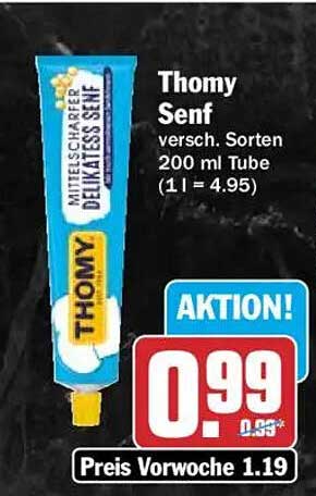 Thomy Senf versch. Sorten 200 ml Tube (1 l = 4.95)