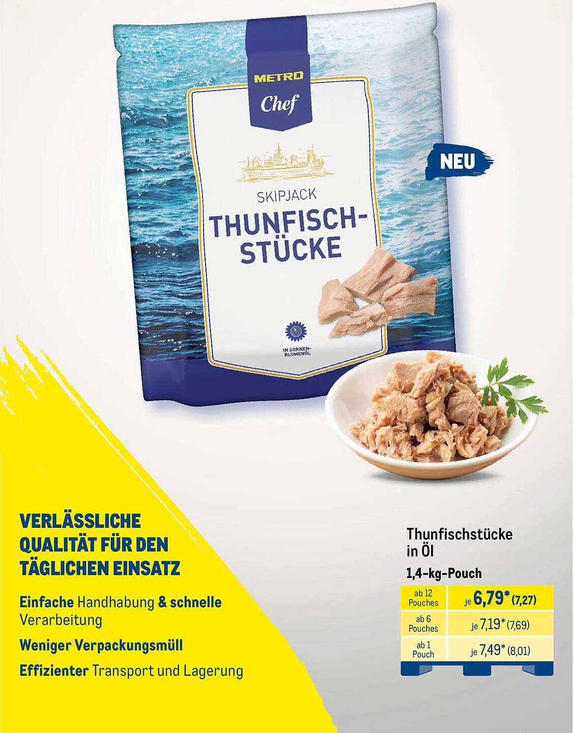 Thunfischstücke in Öl 1,4-kg-Pouch