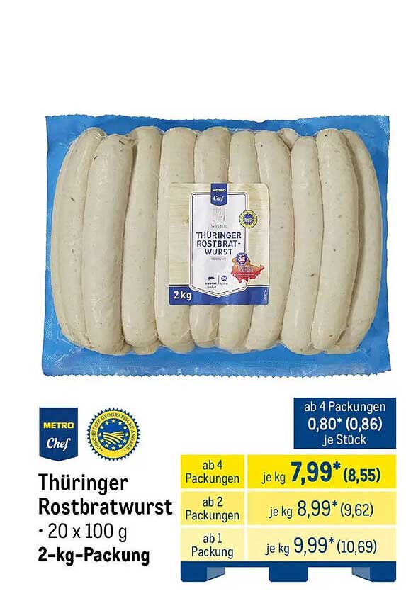 Thüringer Rostbratwurst • 20 x 100 g 2-kg-Packung
