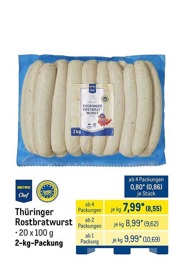 Thüringer Rostbratwurst • 20 x 100 g 2-kg-Packung