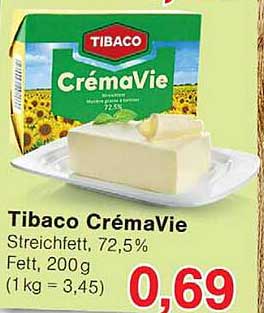 Tibaco CrémaVie Streichfett, 72,5% Fett, 200 g