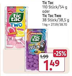 Tic Tac 110 Stück/54 g oder Tic Tac Two 38 Stück/38,5 g