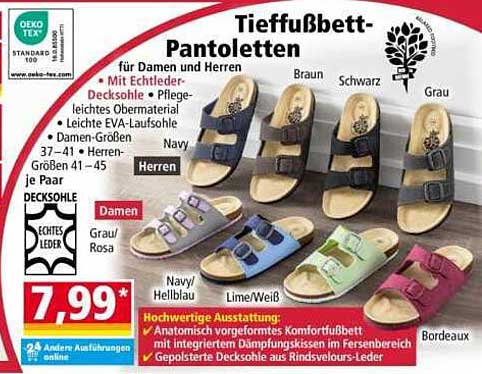 Tieffußbett-Pantoletten